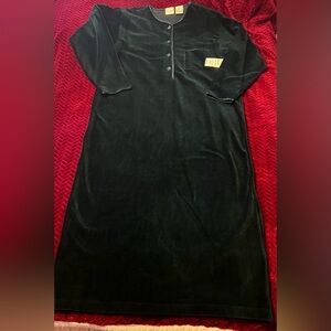 NWT Vtg Penneys Delicates DK GREEN Velvety Velour Robe Nightgown Women’s Medium